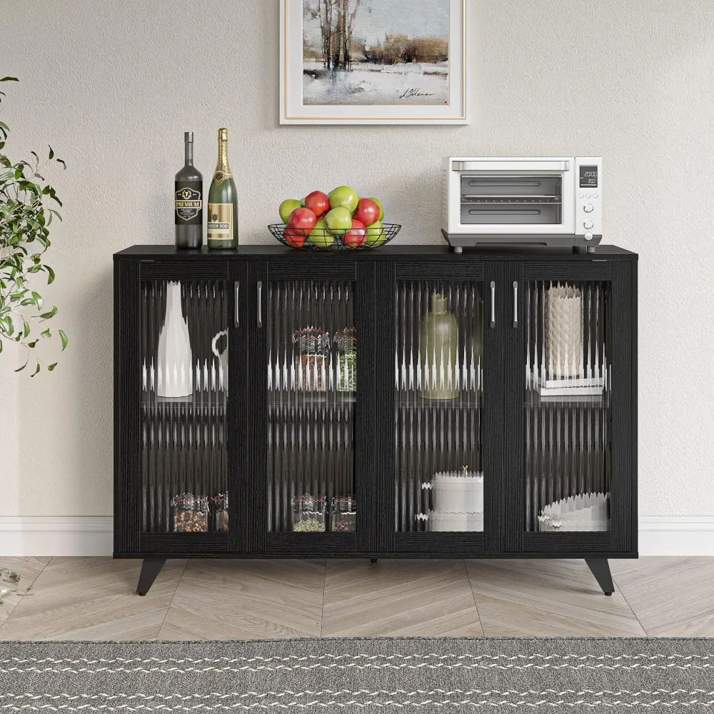 بوفيه مطبخ بانانا أسود مقاس 49 بوصة مع خزانة بأبواب ووحدة تحكم جانبية مميزة