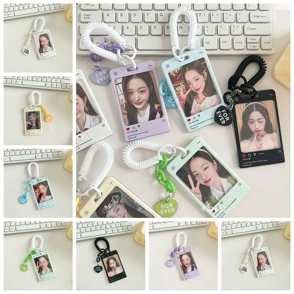 

Acrylic Kpop Photocard Holder Creative Transparent Heart Idol Photos Card Cover Pendant ID Card Cover Student