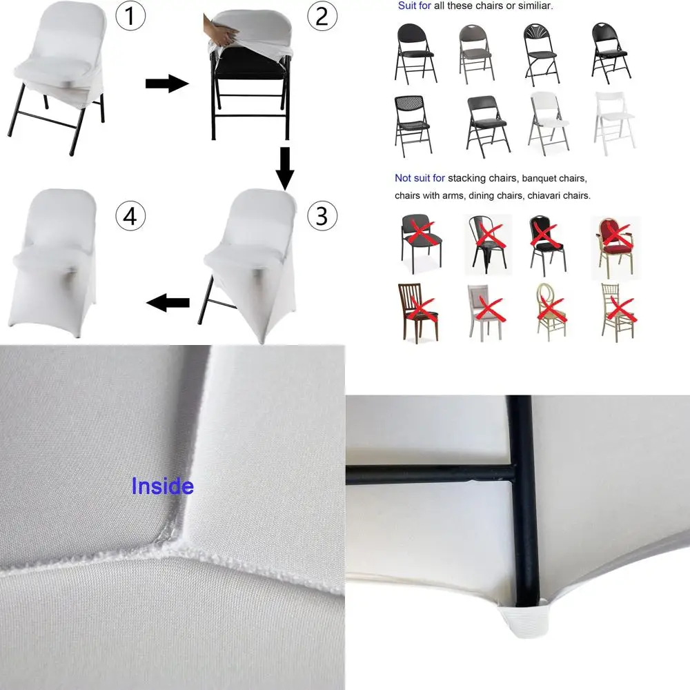 

Чехлы на складные стулья из спандекса — упаковка 100 шт. для свадеб, вечеринок, эластичных эластичных украшений (белые, 100 шт.)