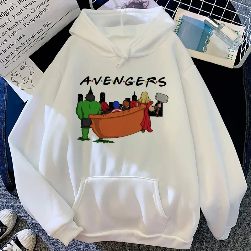 Harajuku Vintage 90s Cool Cartoon Disney Marvel Avengers Print Unisex Hoodies Streetwear Hip Hop Women Pullovers Sweatshirt