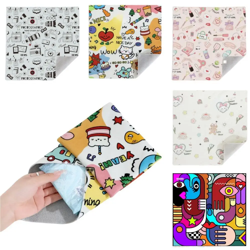 New Self-adhesive Hundred Sticker Cloth Silent Square Protection Bag Camera Lens Organizer Cute Laptop Bag for Cosmetics