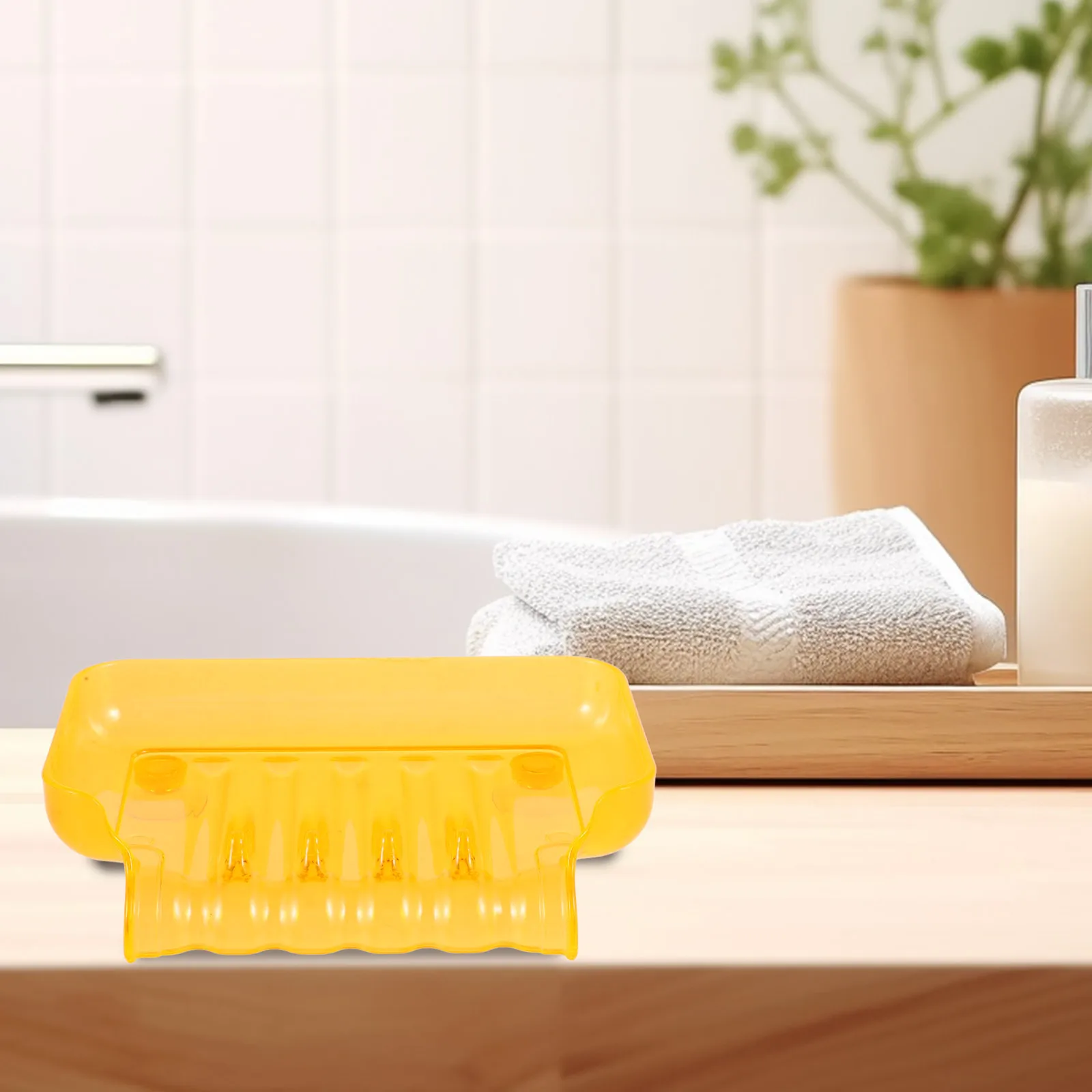 

Clear Waterfall Dish Bathroom Suction Box With Drainage Design Sponge Storage Tray Dish For Shower Suction Soap Holder For