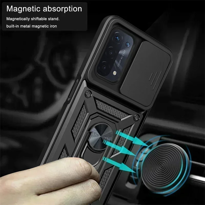 For OPPO A74 A93 A54 5G Case Slide Camera Protect Shockproof Armor Phone Cases For OPPO A 74 93 54 Magnetic Ring Holder Cover