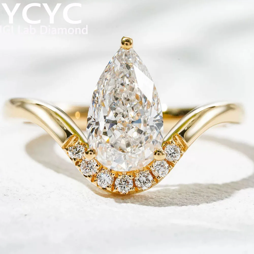 Popular  Jewelry Solid 18K Gold Ring IGI Lab Grown Diamond Ring DEF VS1 -VVS1 Wedding & Engagement Ring Gift ﻿