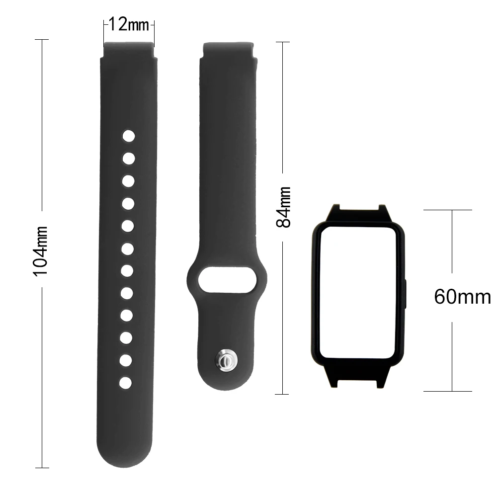 Huawei Band 6 6Pro 7 Honor Band 6 7 팔찌 역방향 버클 퀵 릴리스 세척 가능 실리콘 밴드 용 Sweatproof 스포츠 스트랩 + 케이스