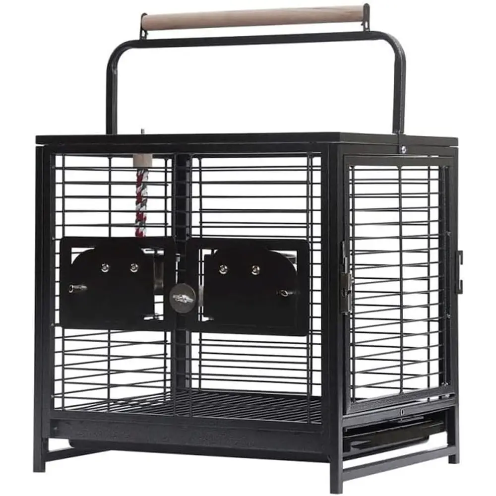 

Portable Metal Bird Cage for Outdoor Use - Black, Easy to Carry and Hang in Garden