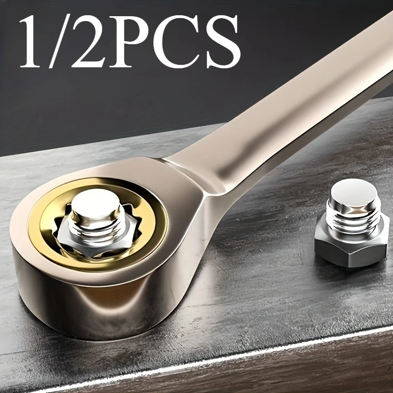 Quick release bi-directional ratchet wrench - dual head and open-end design, easy to use, durable carbon stee,Repair wrench.