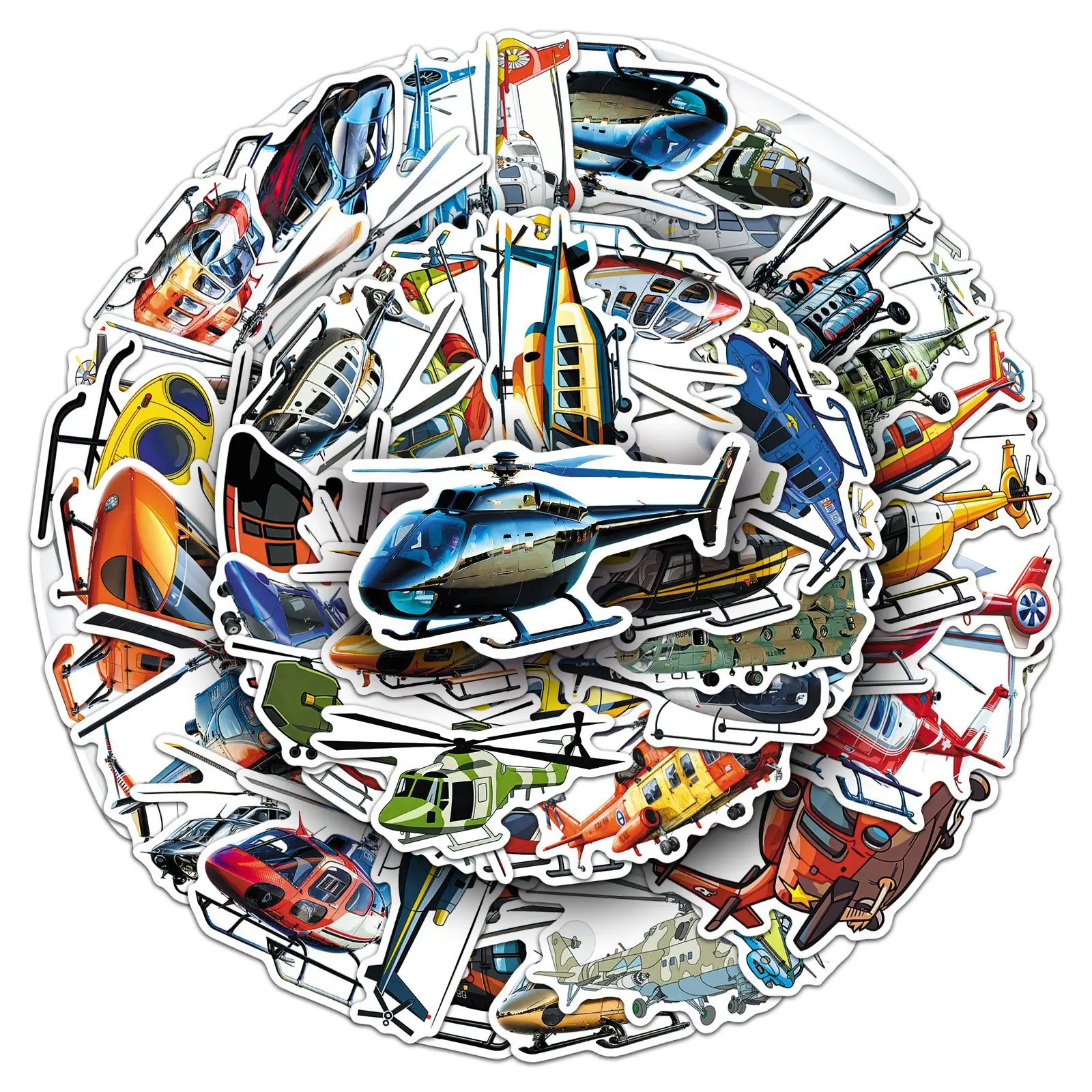 

50PCS Cartoon Helicopter Transportation Sticker DIY Creative Waterproof Decorative Skateboard Phone Case Laptop Luggage Stickers