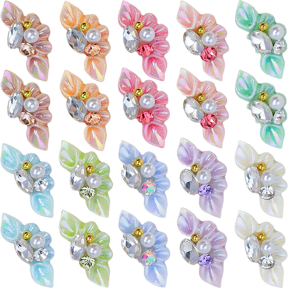 

27Pcs Nail Resin Charms Flower Pearl Rhinestones Manicure Decorations 3D Nail Art Accessories Manicure Flower Nails Accessories