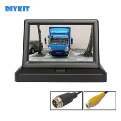 DIYKIT 800 x 480 5inch Foldable TFT LCD HD Car Monitor 4Pin/RCA Reverse Rear View Monitor for Camera DVD VCR