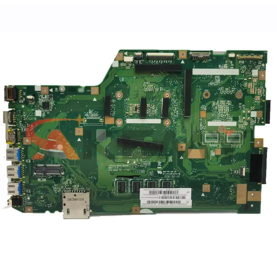 Carte mère X751LD pour ordinateur portable ASUS, carte mère pour ASUS X751LA K751LD F751sat V X751sat V X751LJ X751LB X751LN I3 I5 I7 4th Isabel UMA/PM 4GB