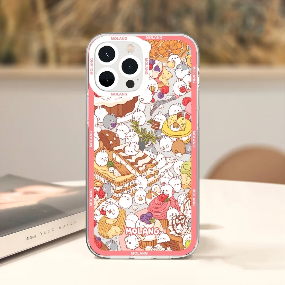 Etui na telefon Cartoon M-Molangs do iPhone'a 11 12 Mini 13 14 15 Pro Max przezroczysta obudowa