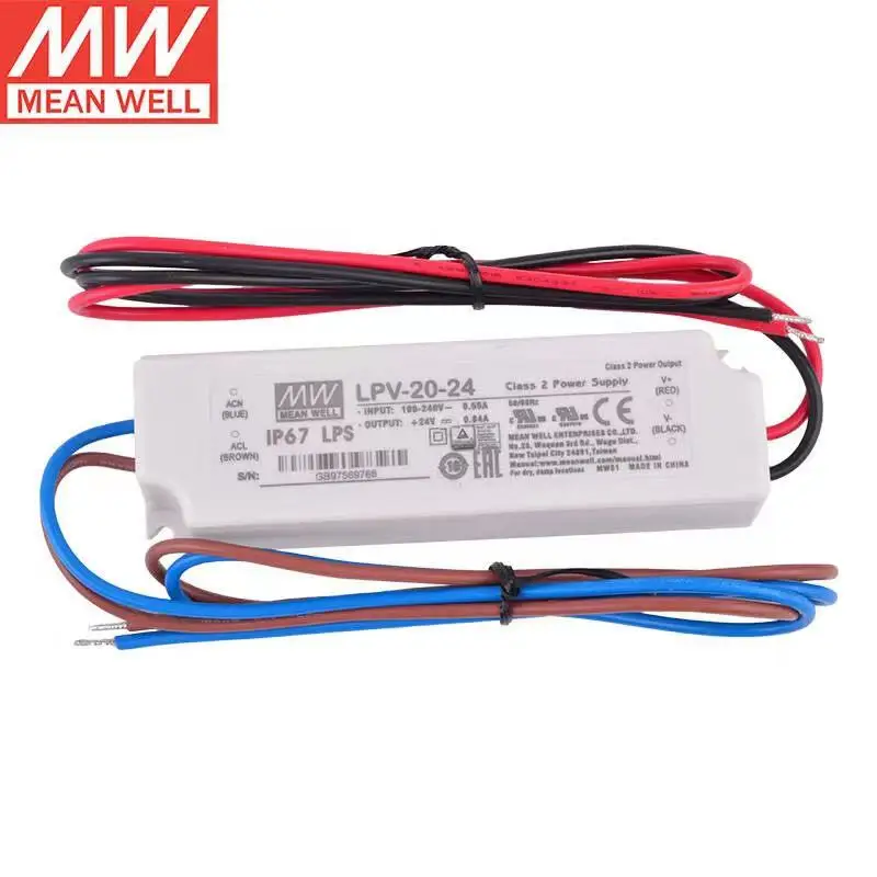 

TaiWan MEANWELL LPV-20-24 24V 0.84A 20W Single Output Switching Power Supply IP67 AC-DC LED Constant voltage