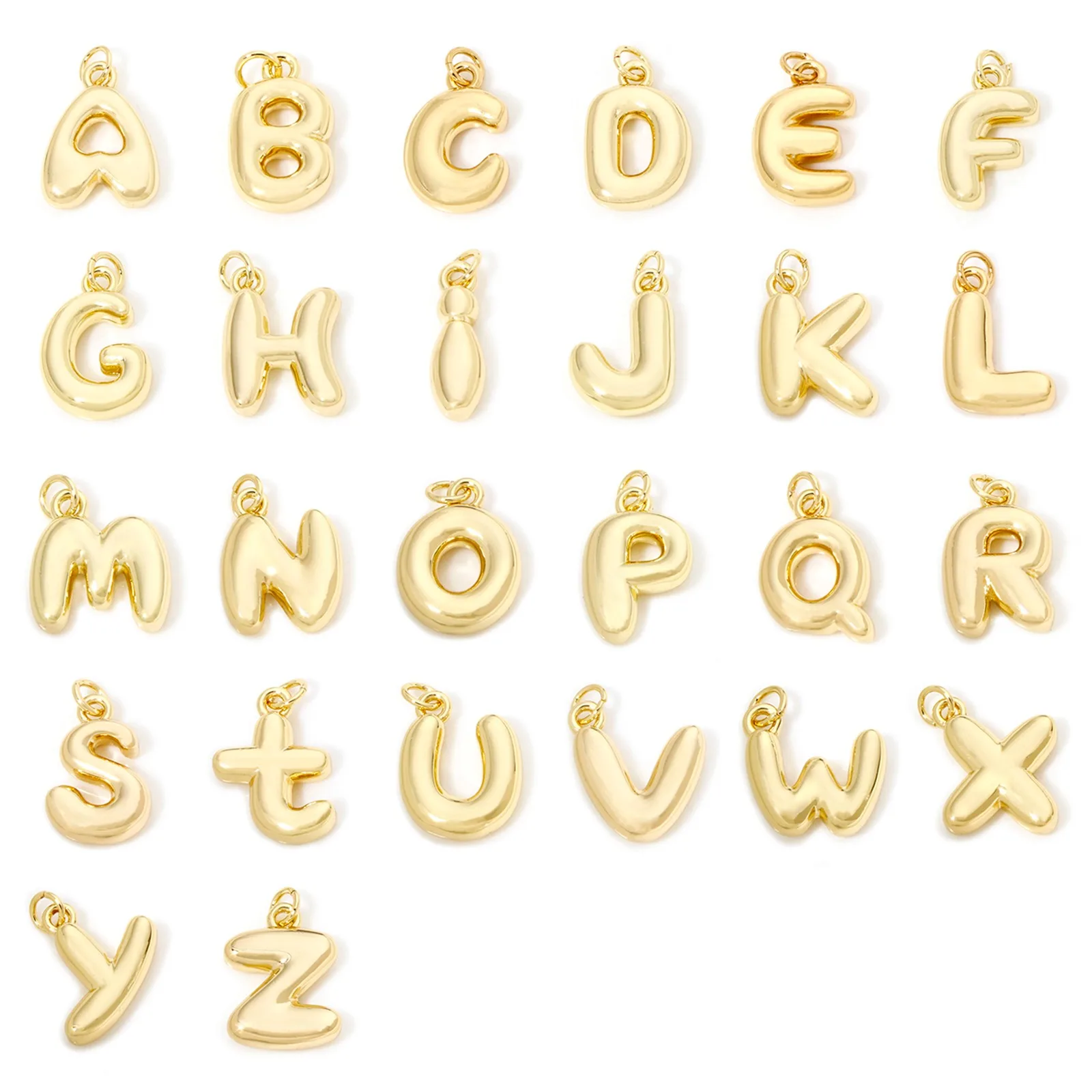 1pc neue Messing Charms Gold Farbe Kapital Alphabet Buchstabe 3d Anhänger DIY Halskette Armband für Frauen Männer Party Schmuck Ergebnisse – Detail 2