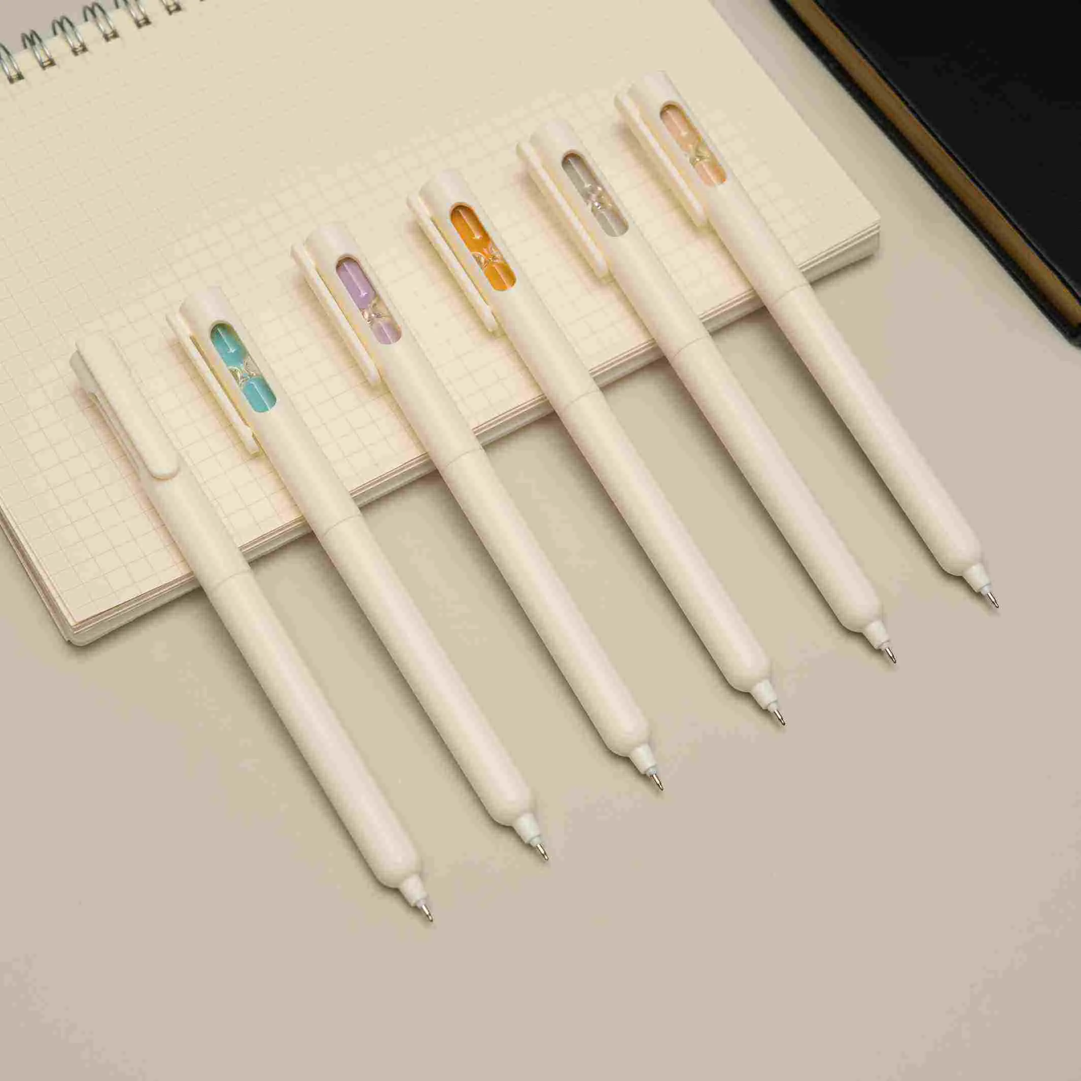 

Bview Art 6Pcs Time Hourglass Gel Pen Black Retractable 0.5mm Carbon Fiber Fine Point Office School Stationery