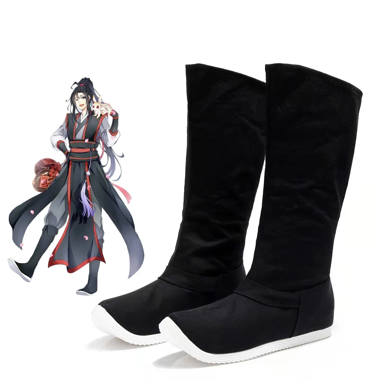 Anime Mo Dao Zu Shi Lan Wangji Wei Wuxian Cosplay Shoes Black Boots Men Chinese Traditional Hanfu Retro Prop Ancient Boots
