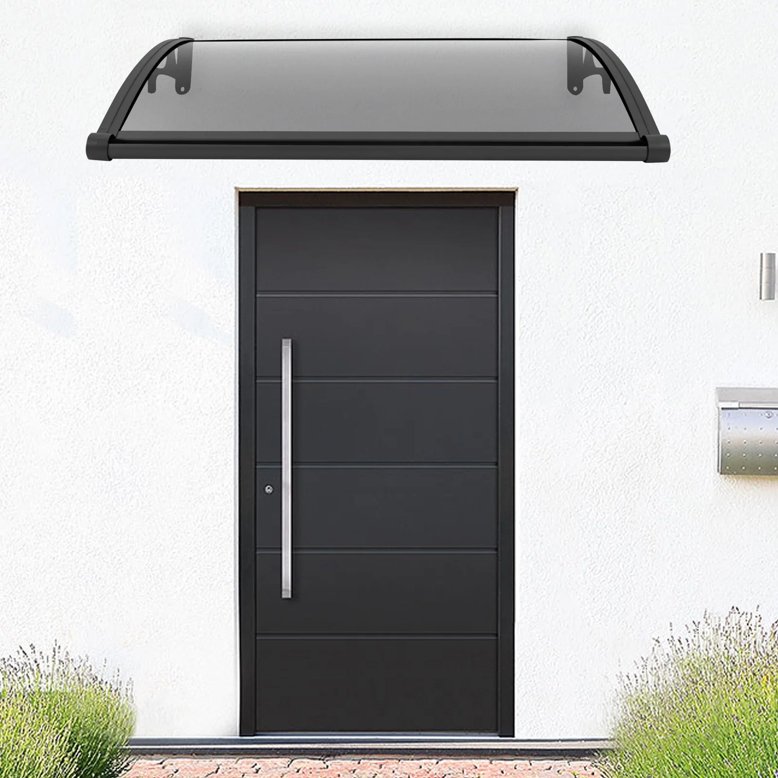 Upgraded Door Awning Canopy with Enlarged Gutters and UV Protection, 40.15x24.4x5.9in, 9.92lbs 110.23lbs Load Capacity for Porch Window Garage view 4