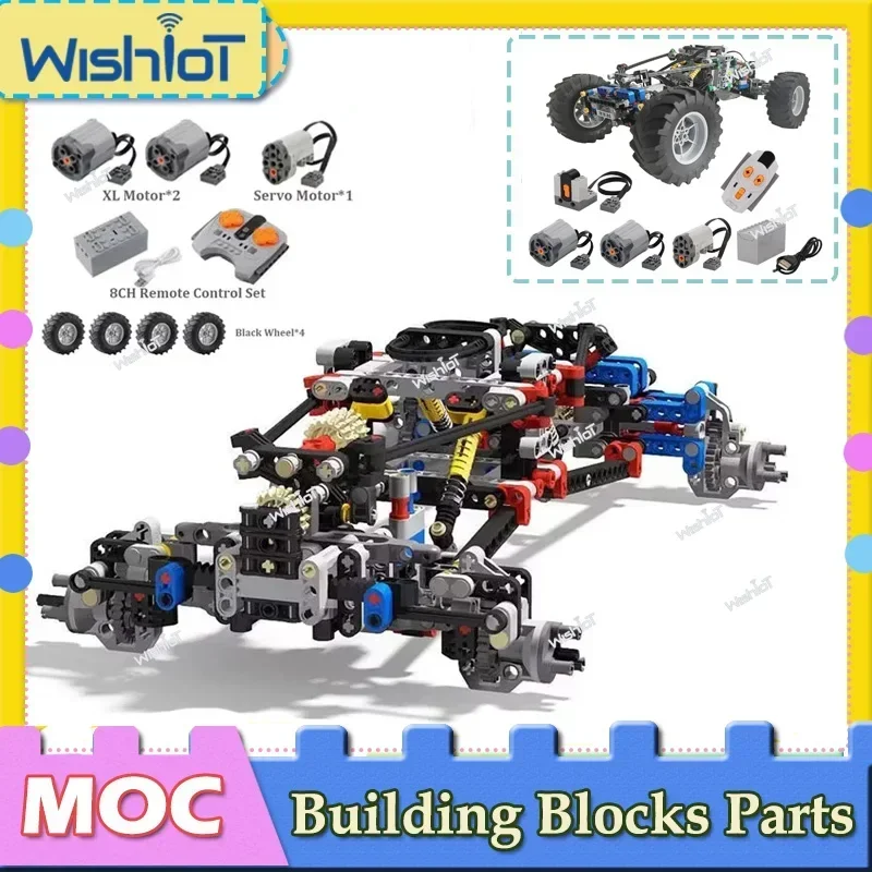 4WD RC Auto Chassis Motor Drive Klettern Fahrzeug Blöcke 8882 8878 Power Funktion Mit Suspension Schocks Fernbedienung Ziegel Spielzeug