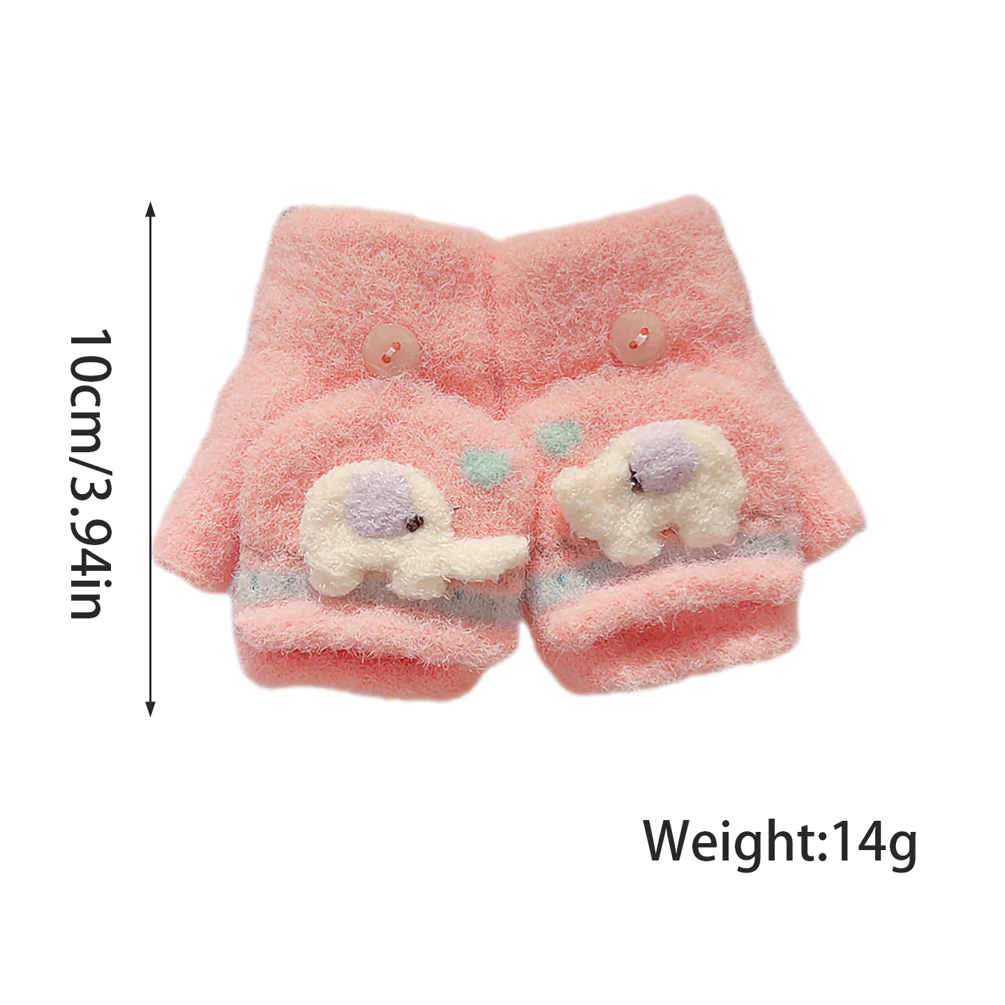 0-3 Jahre, neue koreanische Winter-Handschuhe mit Cartoon-Elefanten-Motiv für Jungen und Mädchen, aus Kunstfellimitat, 2-in-1-Handschuhe mit halben und vollen Fingern, Kindergeschenk. – Detail 3