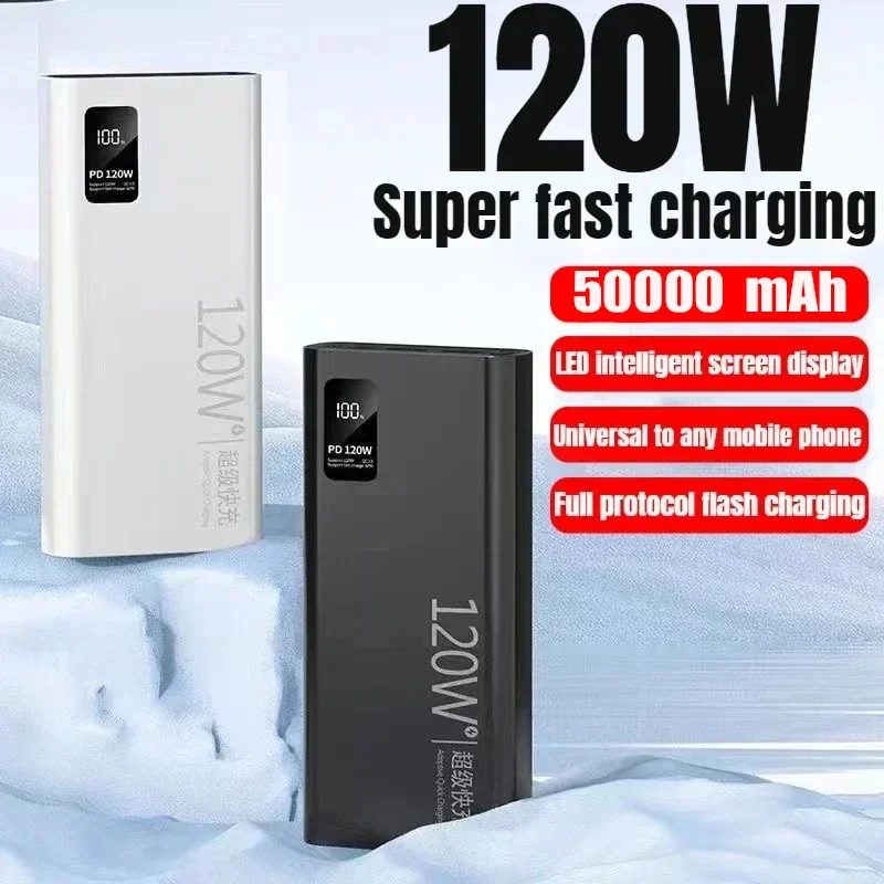 50000 mAh Power Bank 120W Super szybkie ładowanie 100% wystarczającą pojemność przenośnej ładowarki do iPhone\'a Xiaomi Huawei Samsung