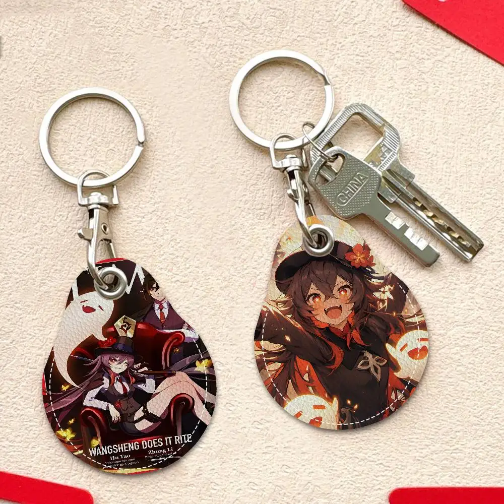 هو تاو جينشين تأثير ويكي المرأة البسيطة بولي Leather حافظة جلدية المفاتيح الوصول حافظة للبطاقات مفتاح العلامة حلقة شارة صغيرة حلقة رئيسية قفل الباب العلامات