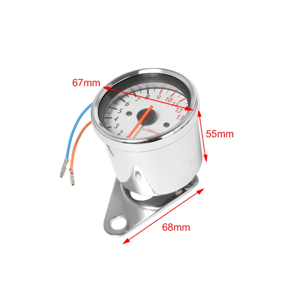 Retro Motorcycle Tachometer 0-13000 Tach RPM Gauge Rev Counter LED Screen DC12V Universal Metal Speedometer Tachometer Gauge - view 2