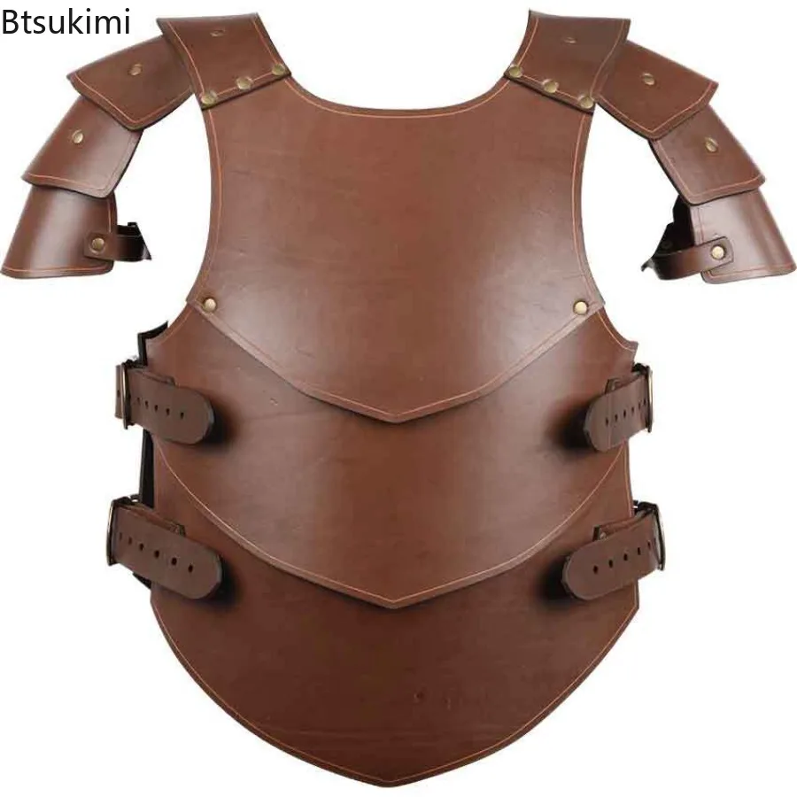 

Medieval Warrior Chest Shoulder Gladiator Armor Steampunk Viking Gothic Knight Gladiator Leather Pauldron Cosplay Breastplate