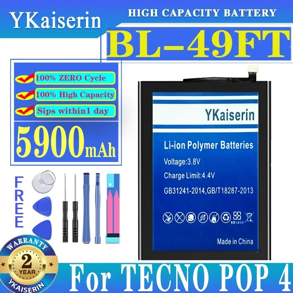 

YKaiserin BL-49FT 5900mAh High Capacity Batterij Battery For TECNO POP 4 POP4 Replacement Battery + Track Code