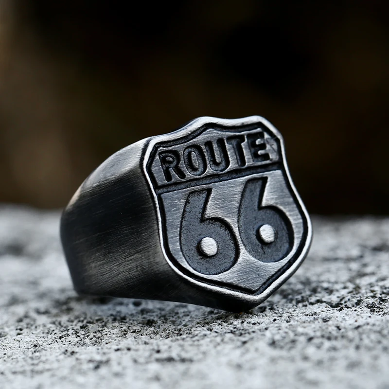 Beier New Store 316L Stainless Steel Ring High Quality USA Biker Road ROUTE 66 Ring For Men Motor Biker Men\'s Jewelry LLBR8-126R