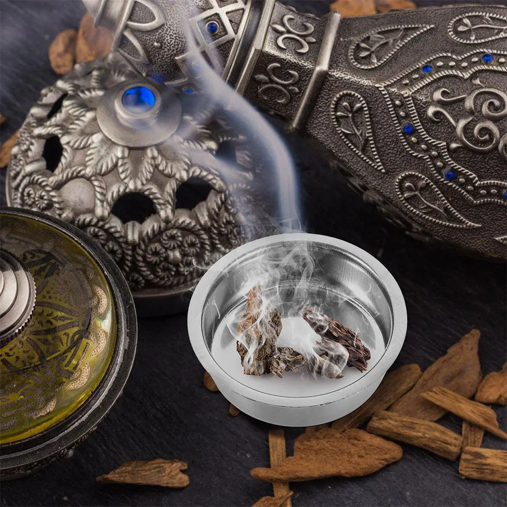 

6pcs Stainless Steel Incense Burner Plate Holder Arabic Censer Replacement Dishes For Home Office Yoga Decor Burner Tray Silver