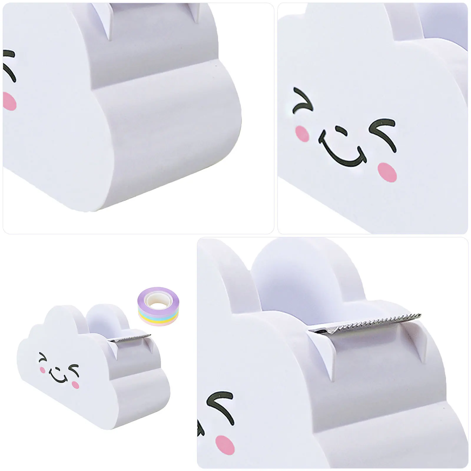 1Set Rainbow Tape Dispenser and Cutter Set Easy-Use Adhesive Tape Cutting Tool Compact Size for School Office Paper Craft