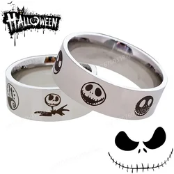 The Nightmare Before Christmas Jack Ring Anime Figure Accessories Cute Head Doodle Couple Rings Stainless Steel Halloween Gifts