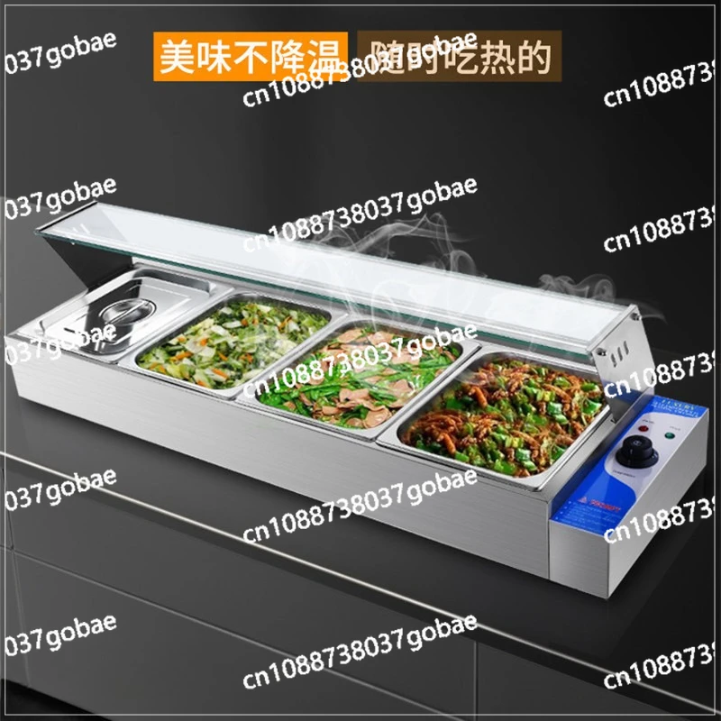 Stainless steel thermal insulation soup pool glass cover thermal insulation table electric temperature control