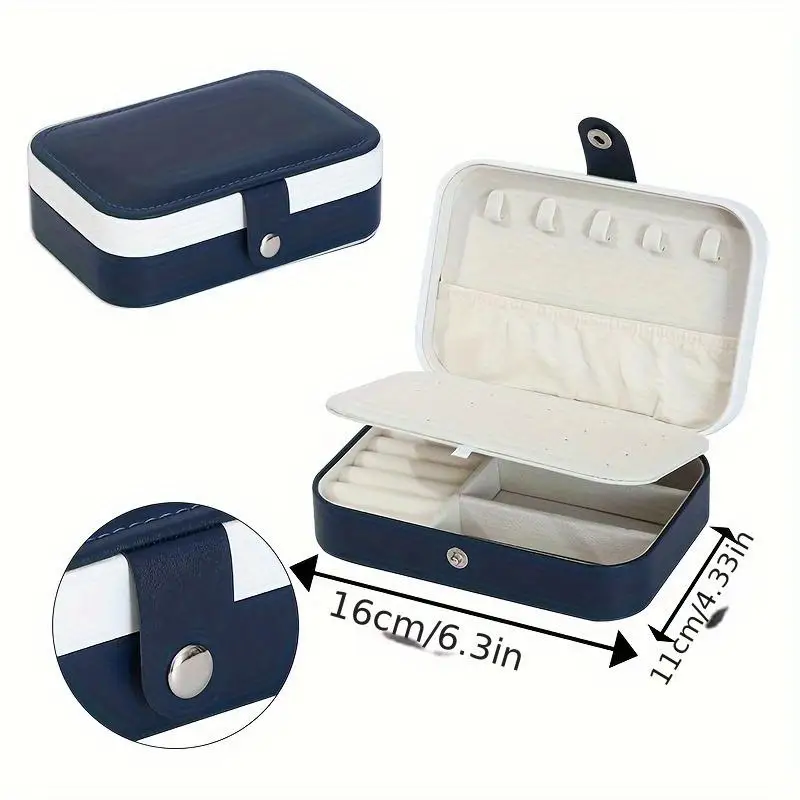 

1Pc Advanced Jewelry Storage Box White Leather Jewelry Box Portable Travel Organizer with Button Closure for Display
