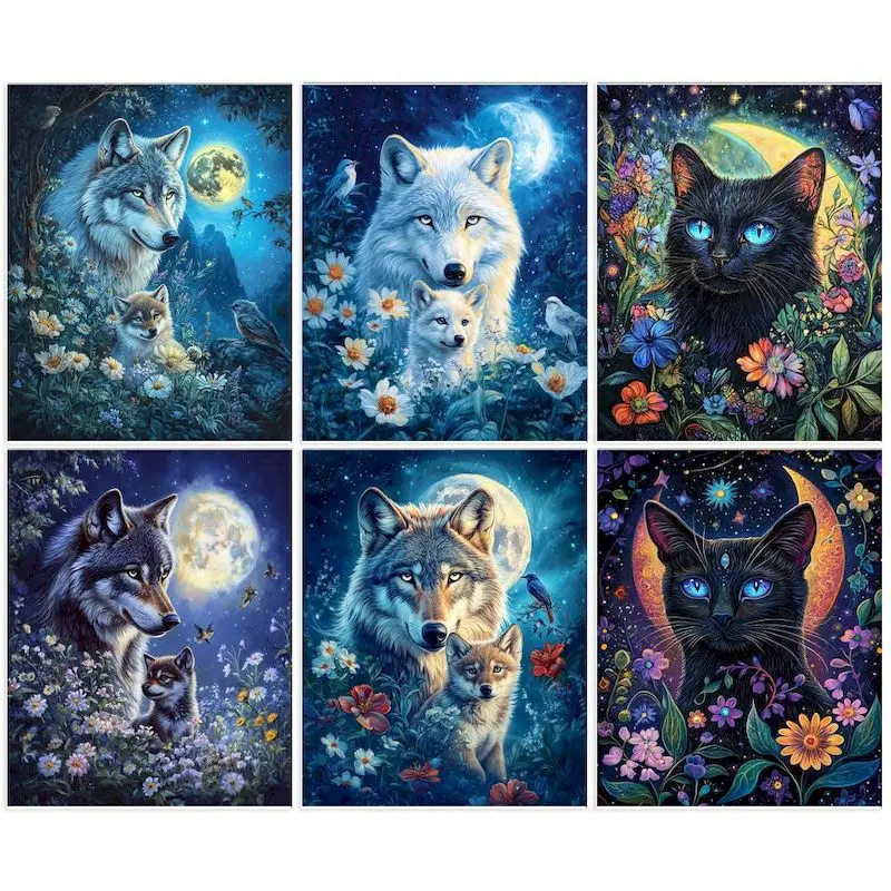 

GATYZTORY Acrylic Paint By Numbers For Adults Handpainted Animals Colouring Painting Diy Kit Drawing By Numbers For Home Art