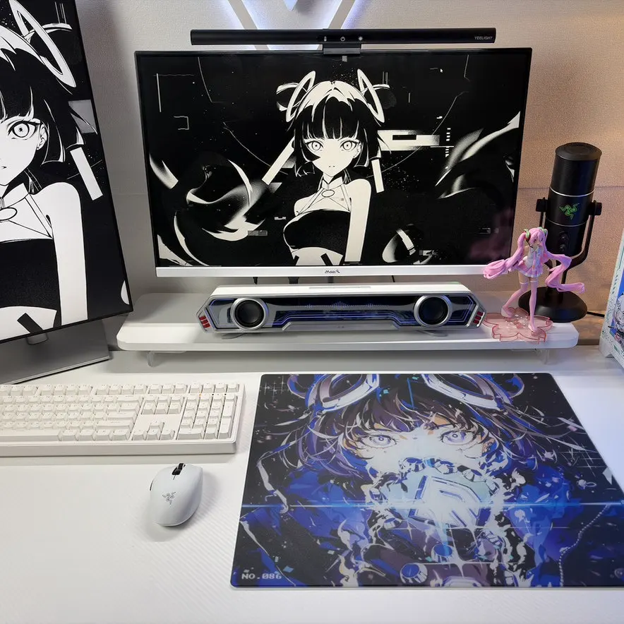 Esports Special Anime Girl Glass Mouse Pad Game Pad Smooth Frosted Waterproof Desk Tempered Multiple 450x400 Multi-size Optional