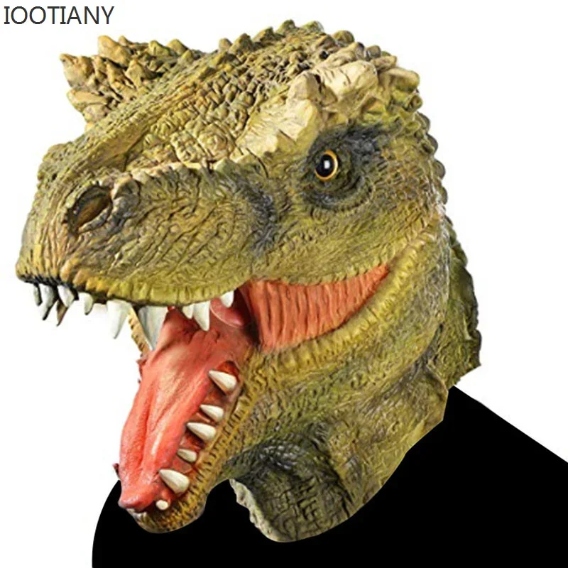 CosplayNueva bola de látex suave aterradora, máscaras de dinosaurio para Cosplay, máscara de dinosaurio de Carnaval de Halloween de animales, evento de Halloween para adultos, Cosplay Pr