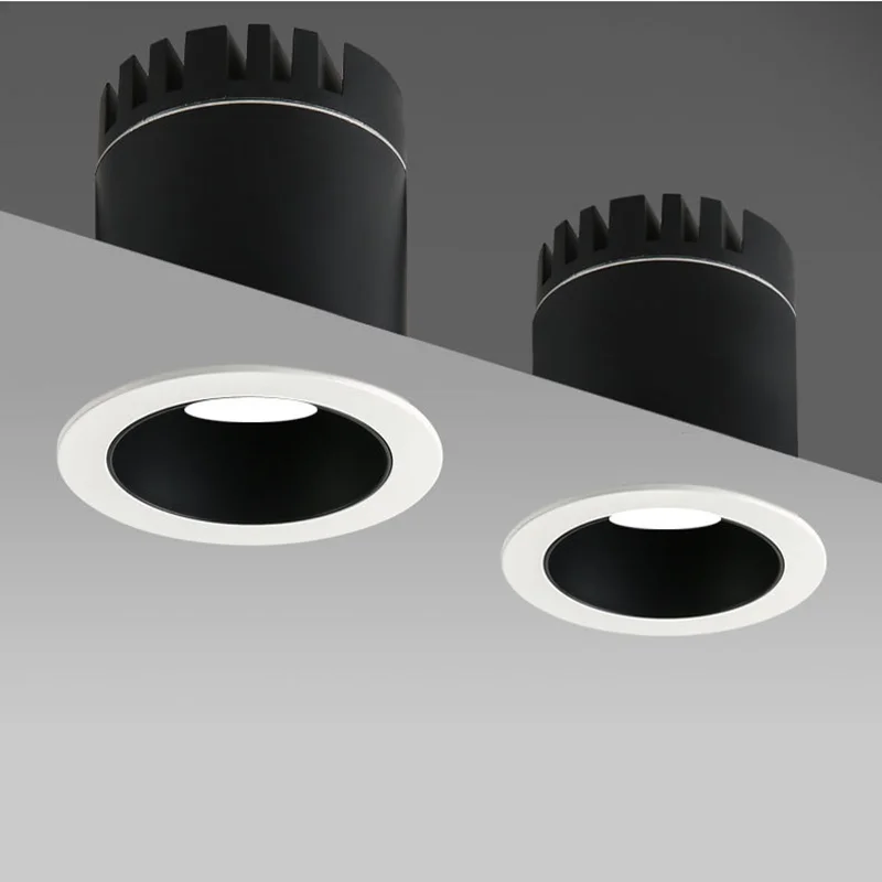 조도 조절식 LED 다운라이트, COB 스포트라이트, AC85-265V 천장 매입형 실내 조명, 3W, 5W, 7W, 9W, 12W, 15W