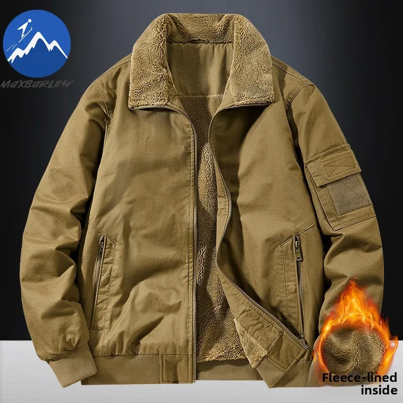 

Maxbarley Men Cotton Coat Classic Notch Collar Outdoor Hunting Windproof Coat Hiking Travel Thickened Warm Autumn Winter Garment