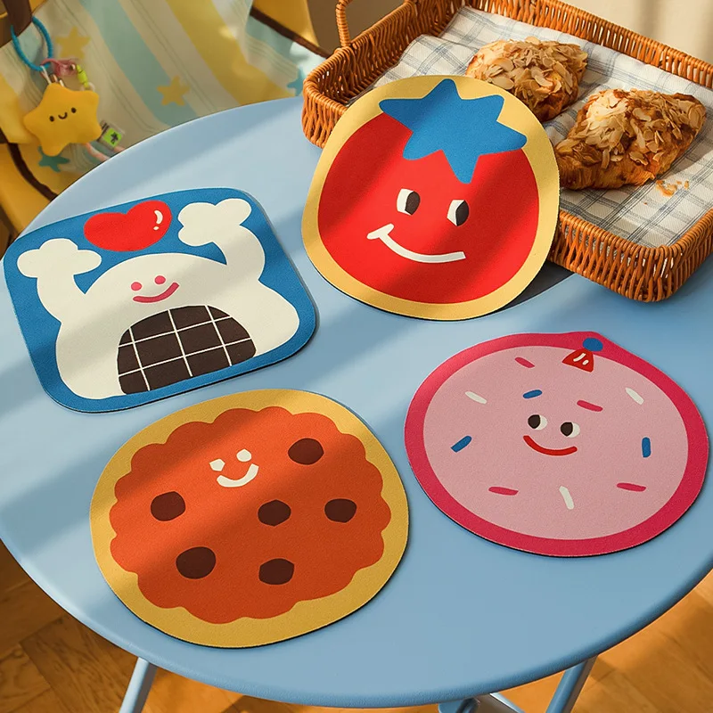 

Cartoon Food Coasters Round Diatomite Heat Insulating Mats Kitchen Table Absorbent Non-slip Coaster Home Accessories Kitchen