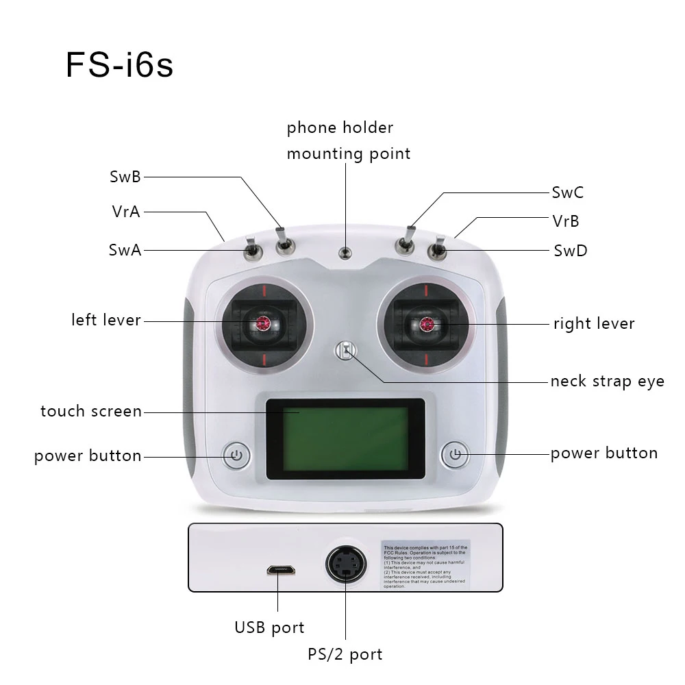 Flysky FS-i6s 2.4G 10CH AFHDS 2A Touchscreen Transmitter with FS-iA6B 6CH Receiver for RC Airplane Helicopter Multicopter