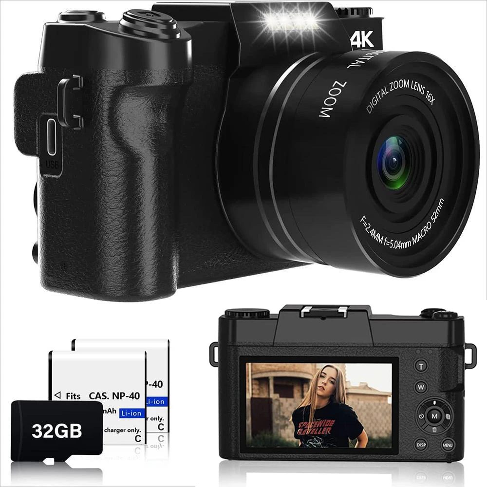 

56MP Digital Photo Camera For Photography 4K Vlog Camcorder 3" Screen Youtube Livestream Wifi Webcam Video Camera Auto Focus