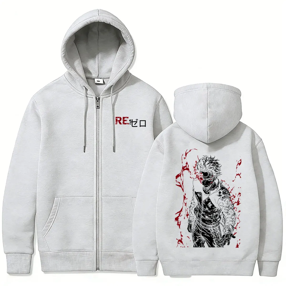 Anime Re:ZERO Starting Life in Another World Reißverschluss-Hoodie Subaru Natsuki Grafik-Kapuzenpullover mit Reißverschluss für Männer und Frauen, Vintage-Freizeitjacke – Detail 6