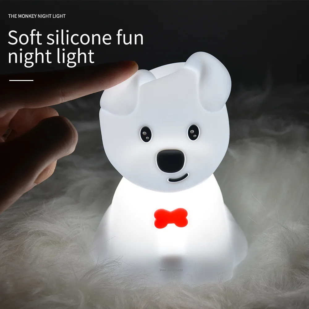 Dog Night Light Touch Sensor Remote Control 9 Colors Dimmable Timer Rechargeable Silicone LED Puppy Lamp for Children Baby Gift