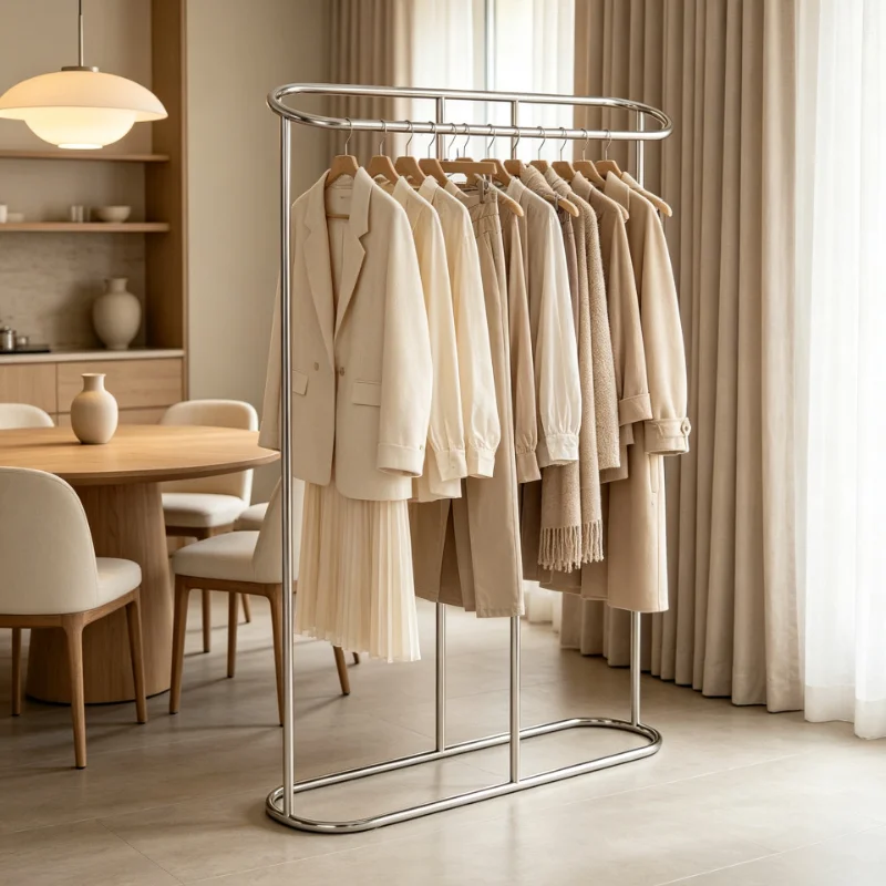 Heavy Duty Commercial Grade Clothes Rack Stainless Steel Hanging Rail Durable Load Bearing For Department Store Wedding Dresses