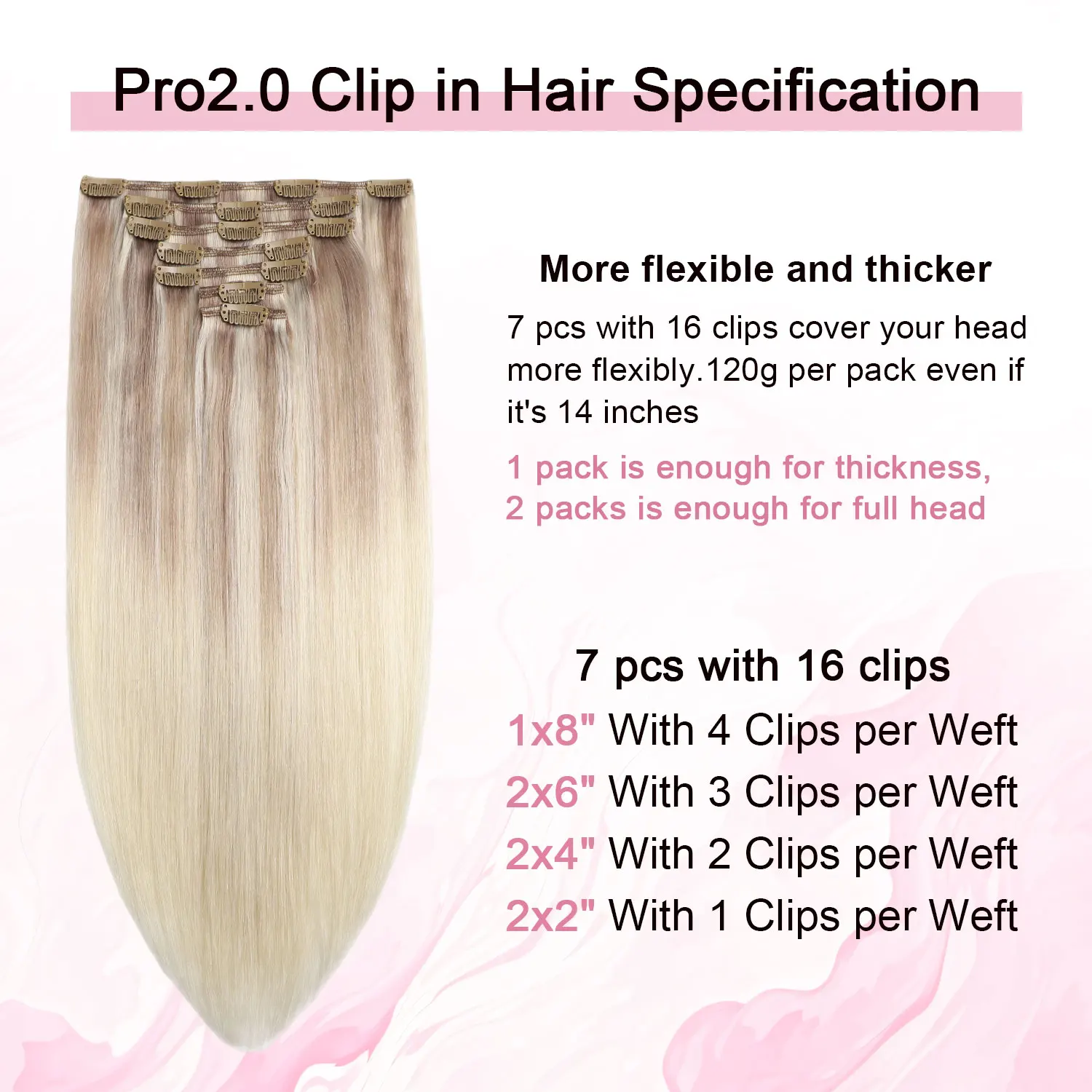 Clip in Hair Extensions Real Human Hair 7pcs #18/22/60 Balayage Ash Blonde to Golden Blonde and Platinum Blonde Straight Hair