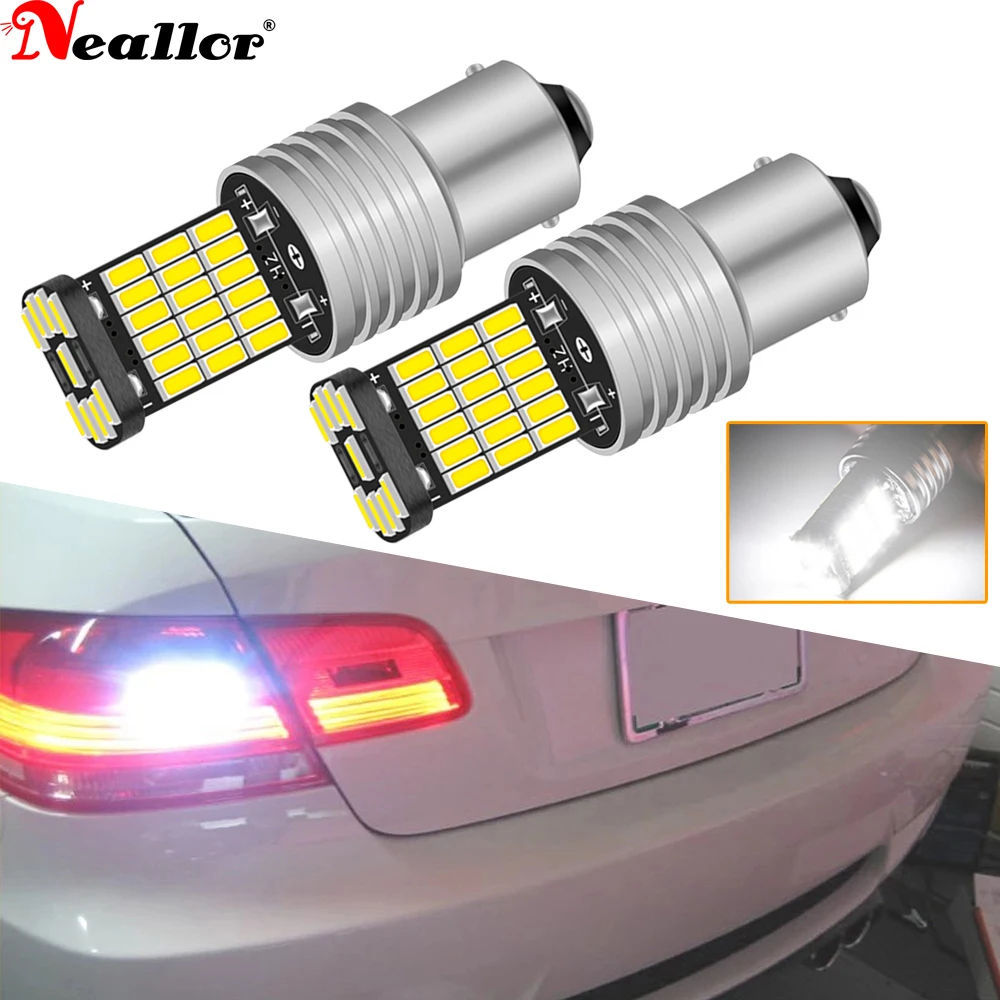 2 pçs p21w ba15s 1156 led luz reversa do carro 4014 45smd lâmpada de backup automático lâmpada drl para renault duster megane 2 3 logan clio fluence