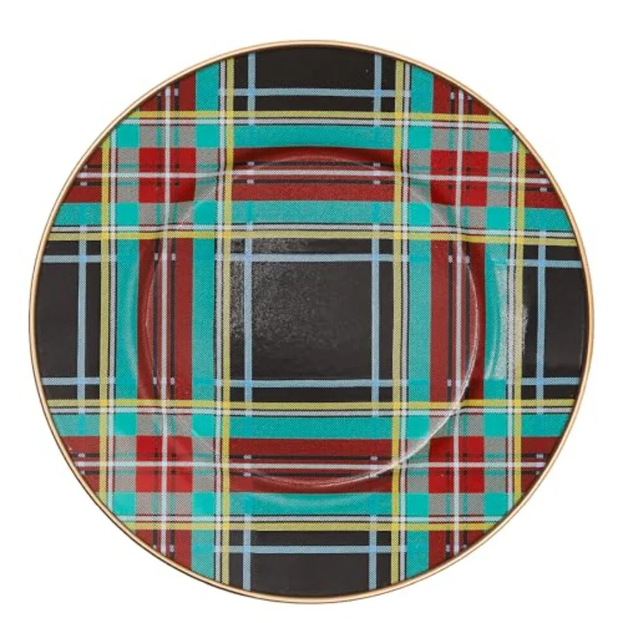 

Enamel Salad and Dessert Plate Small Plate for a Dessert or Appetizer Dish 8 Inches Black Tartan