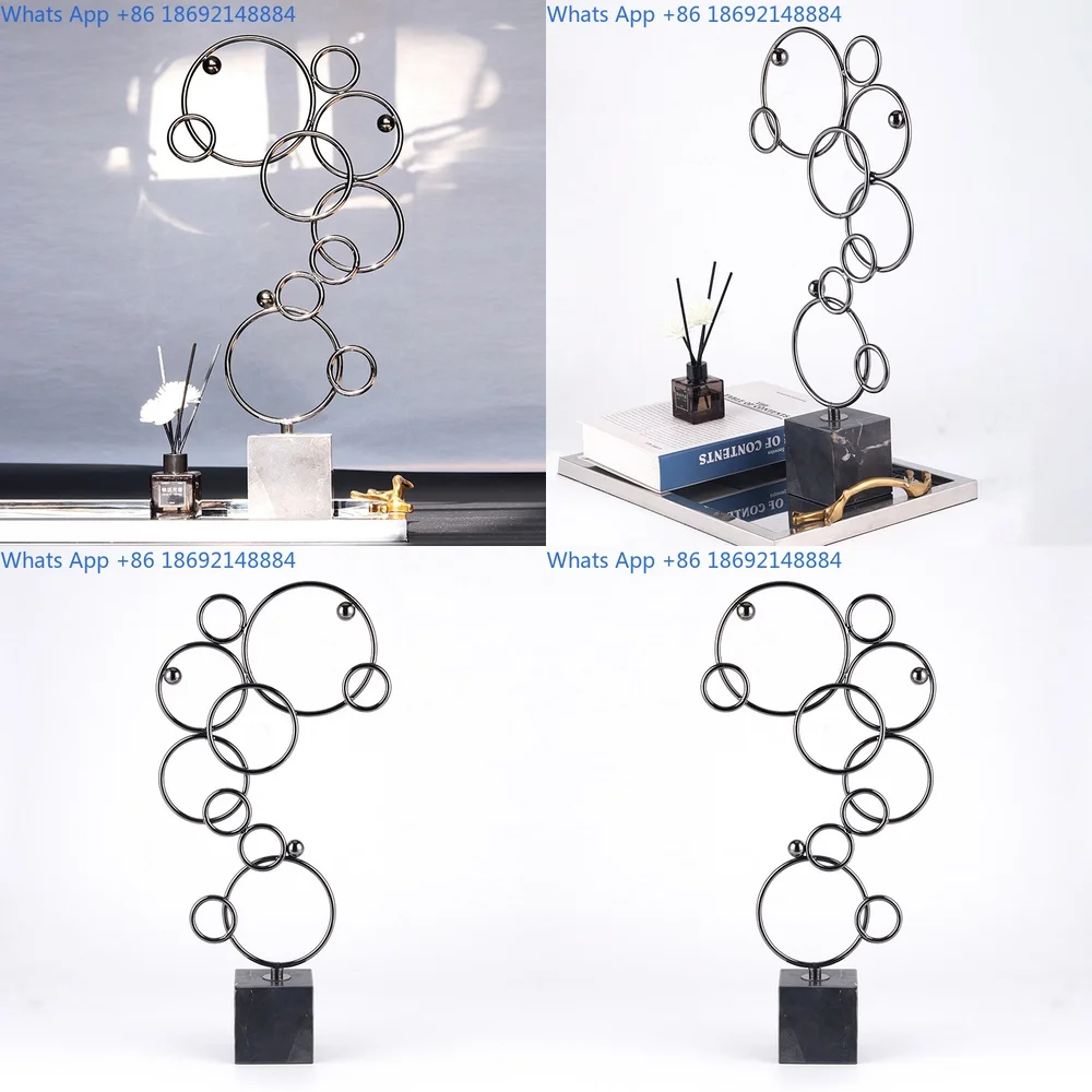 

Minimalist Misaligned Ring Stacked Metal Decorative Ornament for HotelLounge Interior Decoration