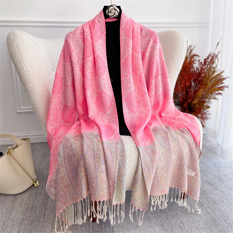 

Women Paisley Scarf Cashmere Feeling Shawls Tassel Blanket Wraps Lady Scarves Foulard Bufanda Jacquard Pashmina Poncho Stoles